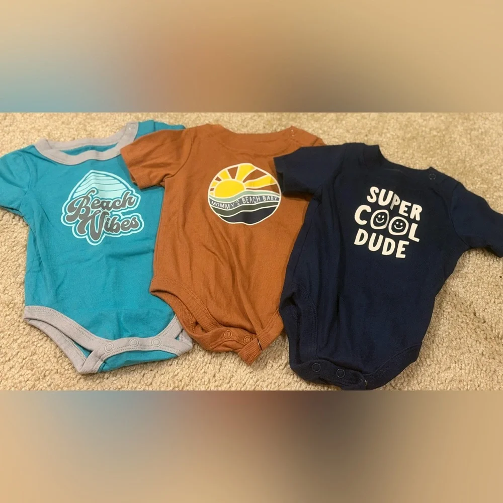 Garanimals Teal, Orange, and Navy Bodysuit Trio